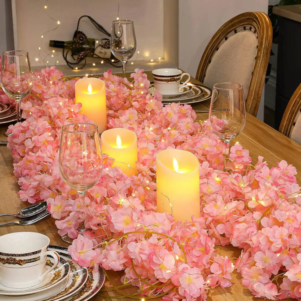 SakuraGlow Lichterkette | Kirschblüten-Girlande | 20 LED | Romantische Deko für Schlafzimmer & Feste