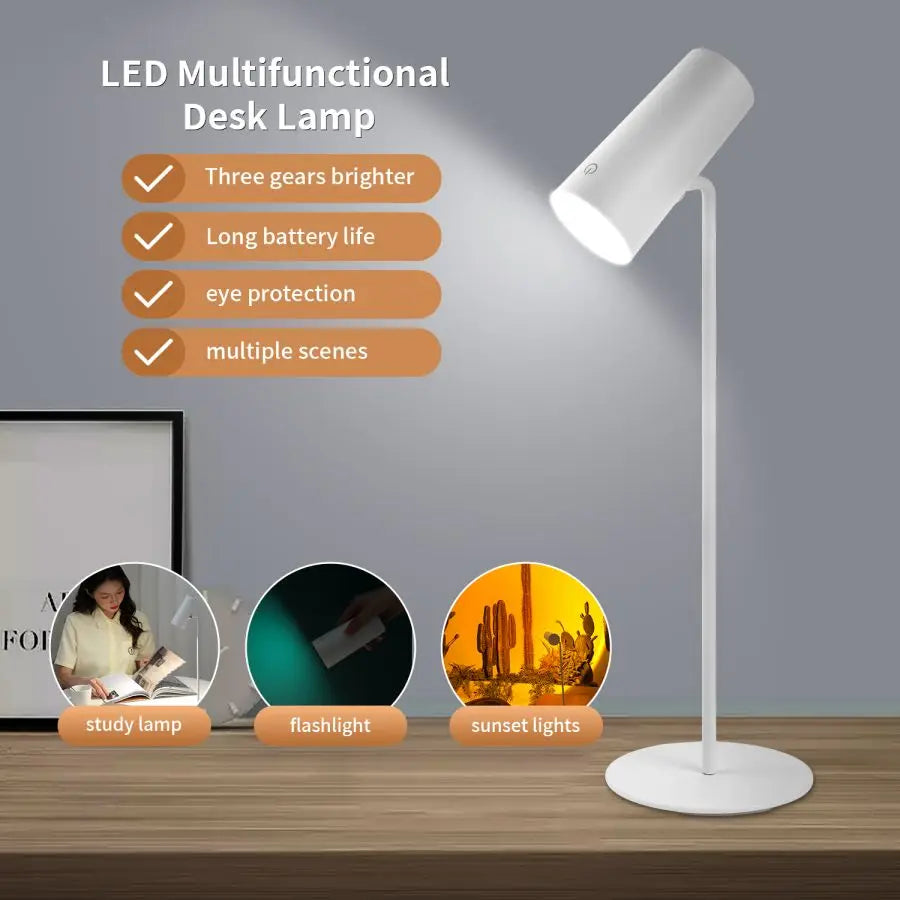 LumiPro LED Schreibtischlampe | 3W | Wiederaufladbar | 10–50 Std. Laufzeit | Type-C Laden