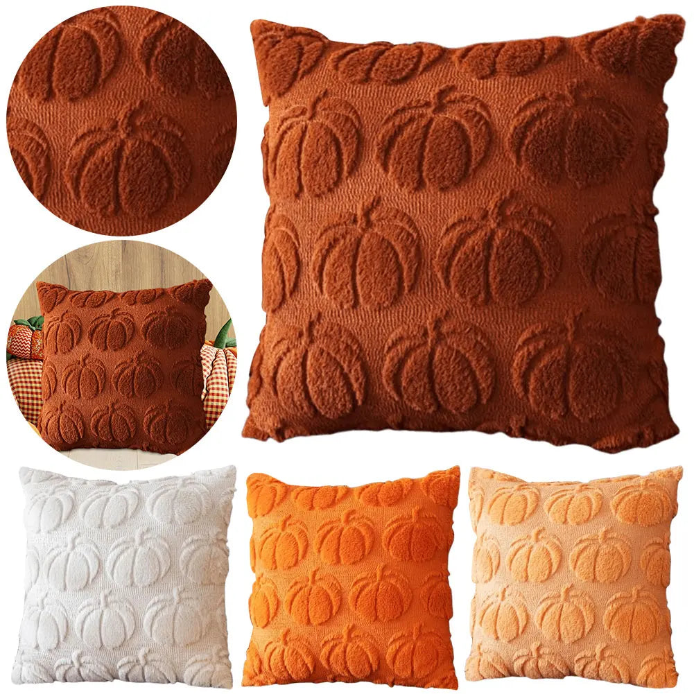 Pumpura | Kissenhülle Herbst Kürbis | 45 × 45 cm | Weich & Plüschig | Halloween & Herbstdeko