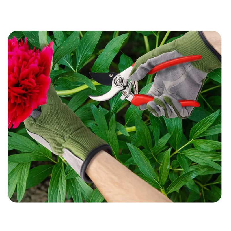 ThornGuard Gartenhandschuhe | Dornensicher & Extra Lang | Leder & Gummibeschichtung | Schutz für Rosen & Sträucher