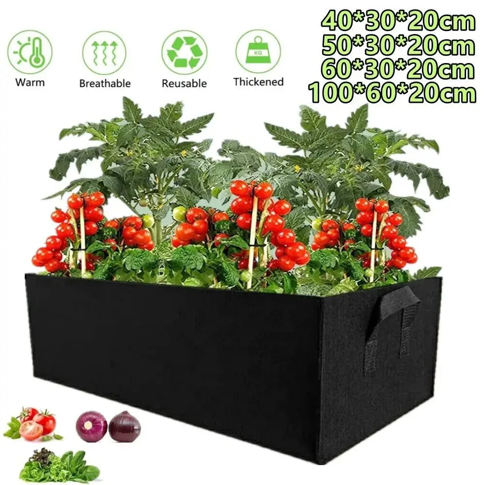 Florabrix Pflanzsack | Rechteckiger Pflanzbeutel aus Vliesstoff | Mit Griffen & Drainage | Für Gemüse, Blumen & Kräuter