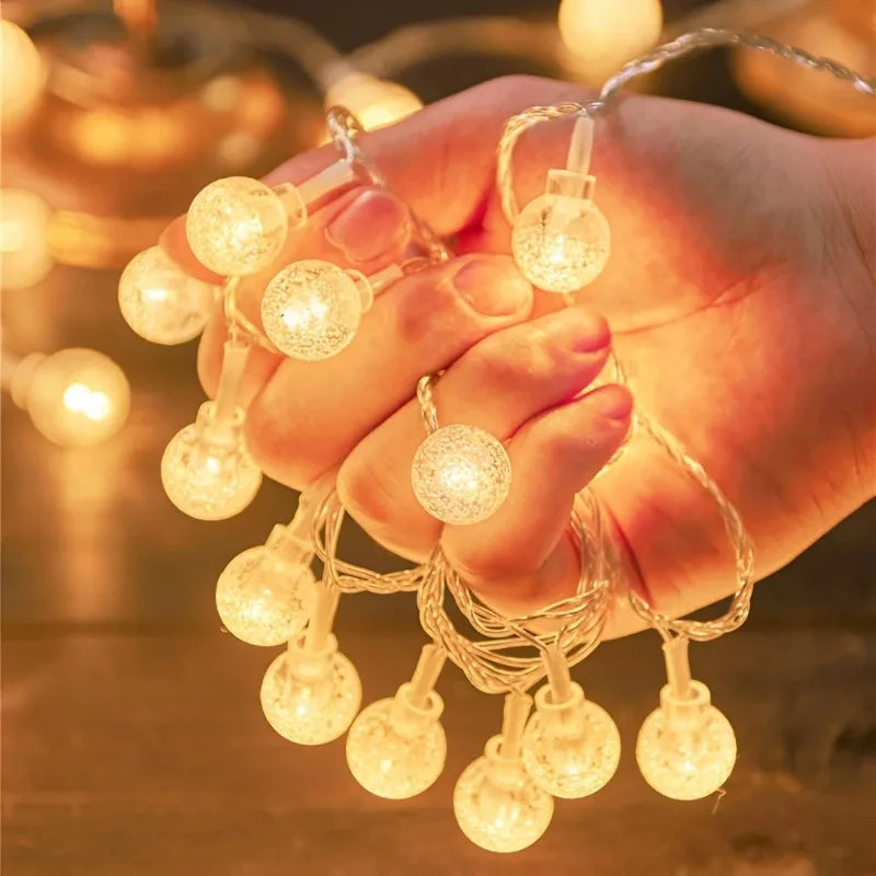 LED-Lichterkette BubbleGlow | Kugelform | 10/20/40 LEDs | USB- & Batteriebetrieb | Warm, Blau oder Bunt | Für Hochzeit & Festdekoration