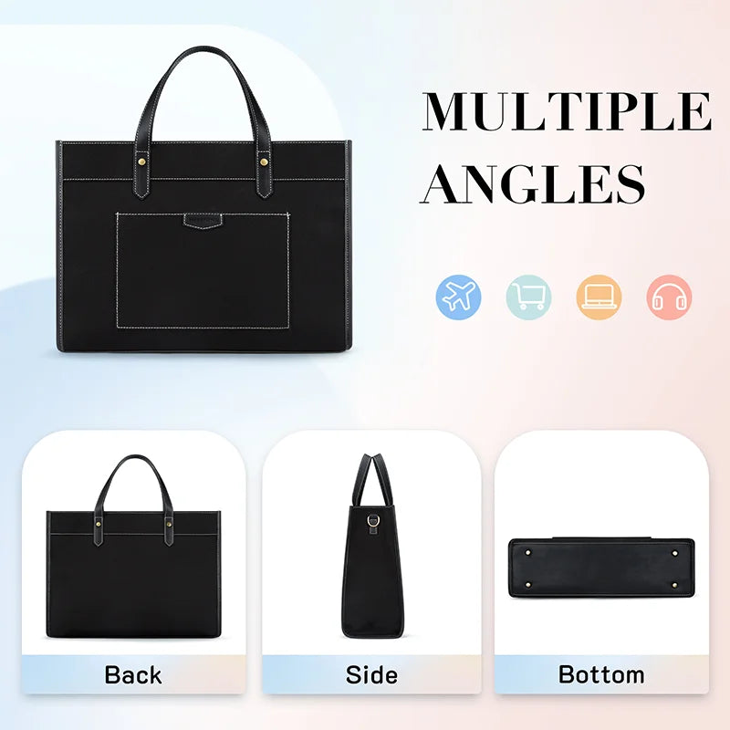 Tascana Canvas Laptop-Tasche Damen 15,6 Zoll | Große Schultertasche mit Fächern für Büro, Uni & Reisen | Stilvolle Handtasche mit Trageriemen & Laptopfach