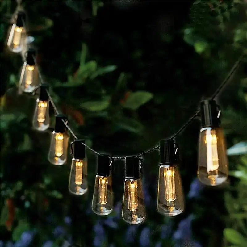 Lumivida Solar Lichterkette Außen | Retro Edison Design | Wetterfest IP65 | Warmweiß & Bunt