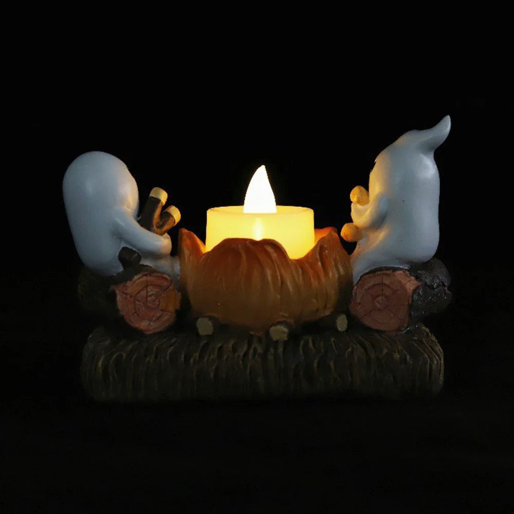 SpiritFlame | Halloween Geister-Lagerfeuer Halter | Flacker-Effekt & Metallständer | Deko ohne Kerzen