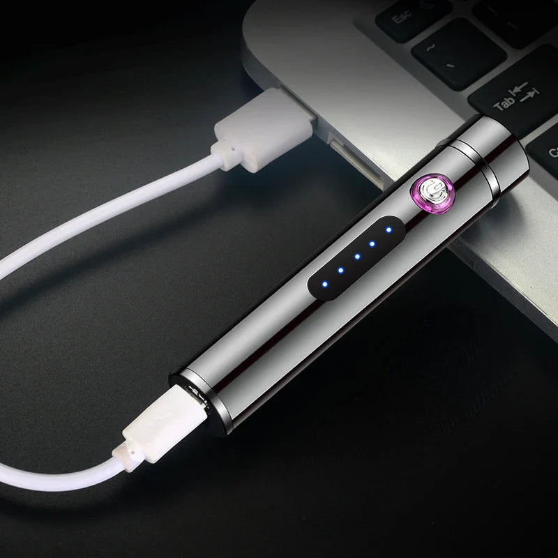 Voltrino Zylinder-USB-Feuerzeug | Doppelte Lichtbogen-Technologie | Wiederaufladbar & Windfest | Edles Metallgehäuse für Herren