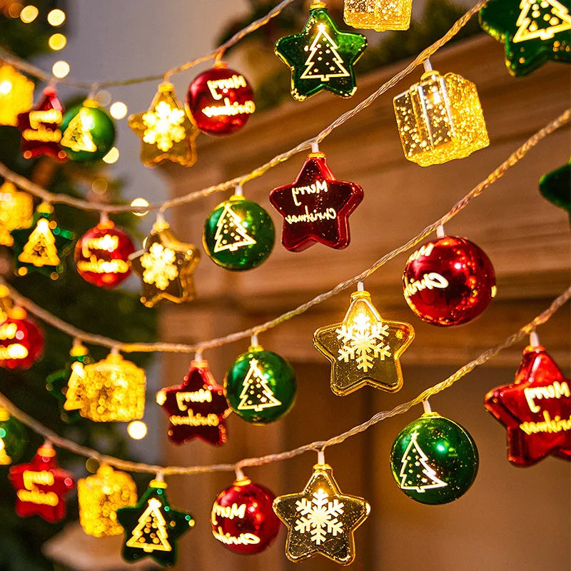 LumiNoël Weihnachts-Lichterkette | 1 m / 3 m | 10 / 20 LED | Santa, Schneemann & Zuckerstange | Warmweiß & Batteriebetrieben