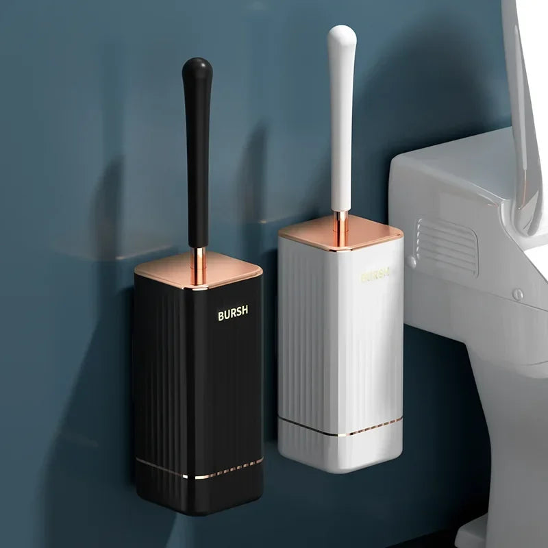 CleanFlex WC-Bürsten Set | Wandmontage ohne Bohren | Tiefenreinigung mit Weichen TPR-Borsten