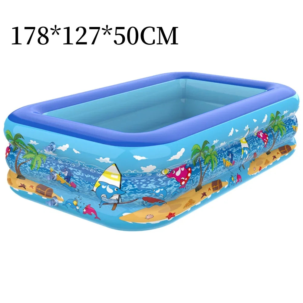 Luftolino Aufblasbares Kinderplanschbecken | 110–180 cm | Extra Dickes PVC | Cartoon-Design für Garten & Balkon