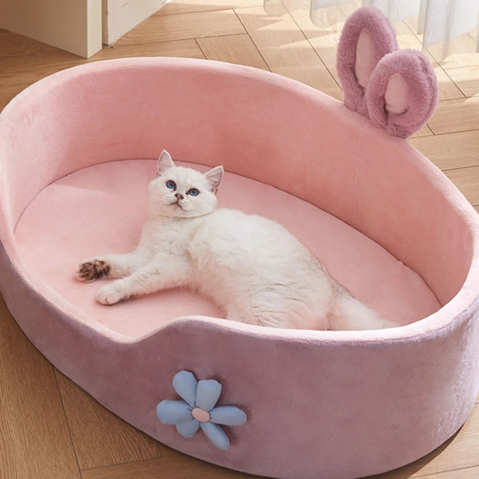 SnuffiNest Haustierbett Rosa | Abnehmbar & Waschbar | Weich & Hautfreundlich | Für Katzen & Kleine Hunde