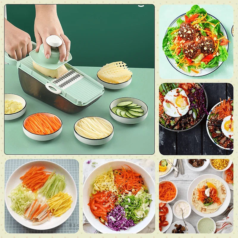 Gemüseschneider SlicePro MultiChef | 5-in-1 Küchenhobel mit Auffangbehälter | Edelstahlklingen & BPA-frei | Für Gemüse, Käse & Salat
