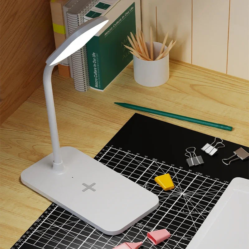 Velura LightDock LED Schreibtischlampe | Mit Wireless Charger & USB-Port | Touch-Dimmung & Augenschonend | Modern