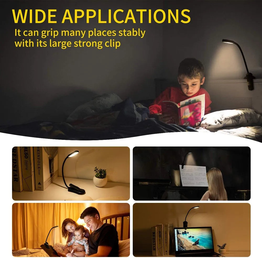 LumiLeaf 7 LED Leselampe | USB Wiederaufladbar | 3 Farbtemperaturen & 9 Helligkeitsstufen | Flexibel & Augenschonend