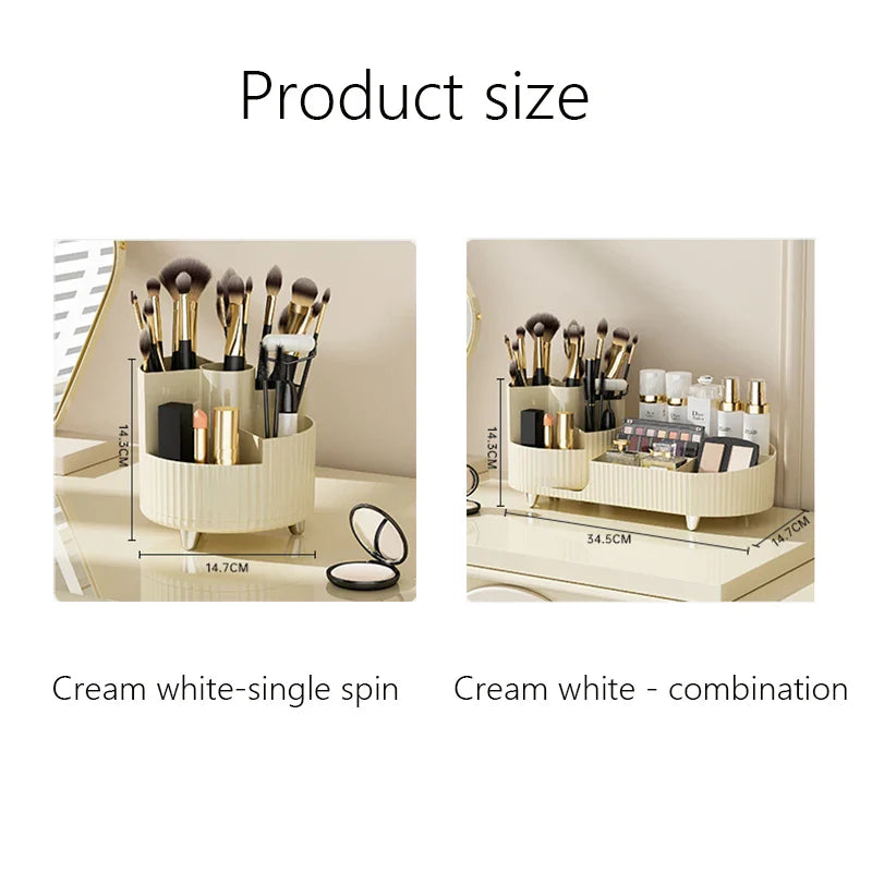Clearlyn SpinBox Drehbarer Make-up Organizer aus Kunststoff | Kosmetikbox mit Fächern | 360° Rotierend & Platzsparend | Acryl-Optik
