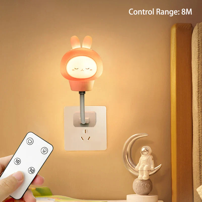 Lumiboo LED Nachtlicht für Kinder | USB oder Fernbedienung | 3 Helligkeitsstufen | Niedliches Tierdesign | 6,8 x 6 x 19 cm