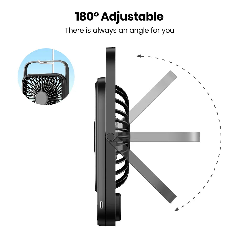MiniVent Power | Tischventilator mit Powerbank-Funktion | 5000mAh Akku | 4 Stufen & Ultra Leise