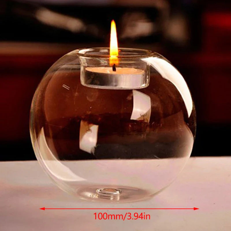 LichtGlas Glas-Teelichthalter Rund | Transparentes Design | Hohles Dekoglas für Wohnzimmer & Hochzeit | 1 Stück