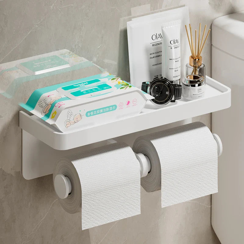 Toilettenpapierhalter Wandmontage | Aluminiumlegierung | Ohne Bohren | Grau/Schwarz/Weiß