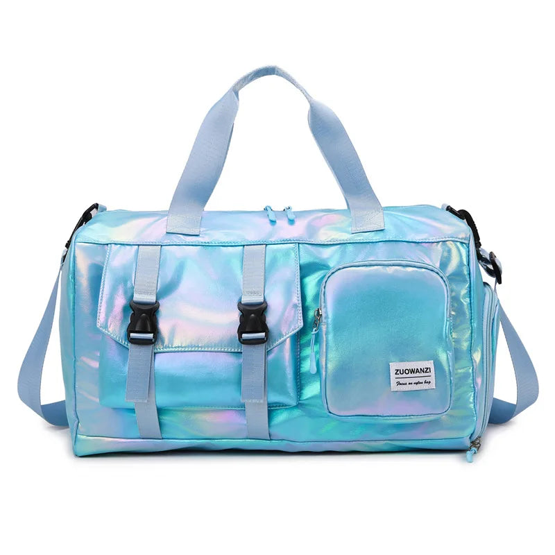 Lumivista Holografische Reisetasche | Stylische Weekender Schultertasche mit Schuhfach | Perfekt für Wochenendtrips & Kurzreisen