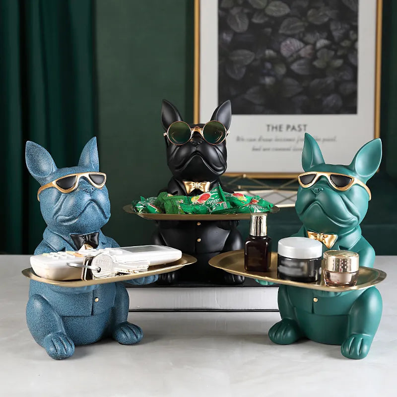 Decodoggo Bulldog Schlüsselhalter Dekorfigur | 26 cm | Aus Harz | Stilvoll & Funktional | Für Schlüssel & Kleinteile