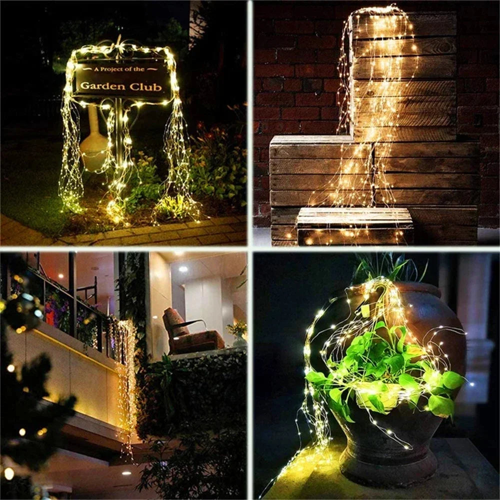 SolarGlanz Lichtervorhang | 100/200 LEDs | 8 Modi | Warmweiß, Weiß & Bunt