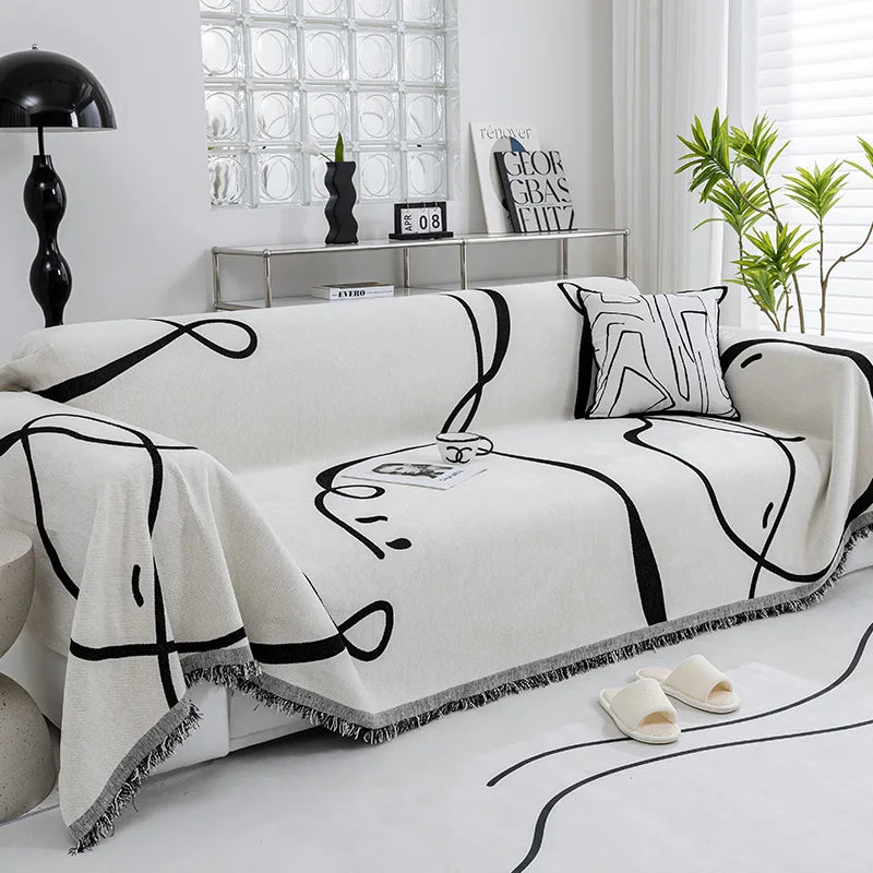 Velvyn | Chenille Sofaüberwurf | Vollständige Sofahusse & Decke in Schwarz | Staubdicht, Weich & Vielseitig | Waschbar & Pflegeleicht