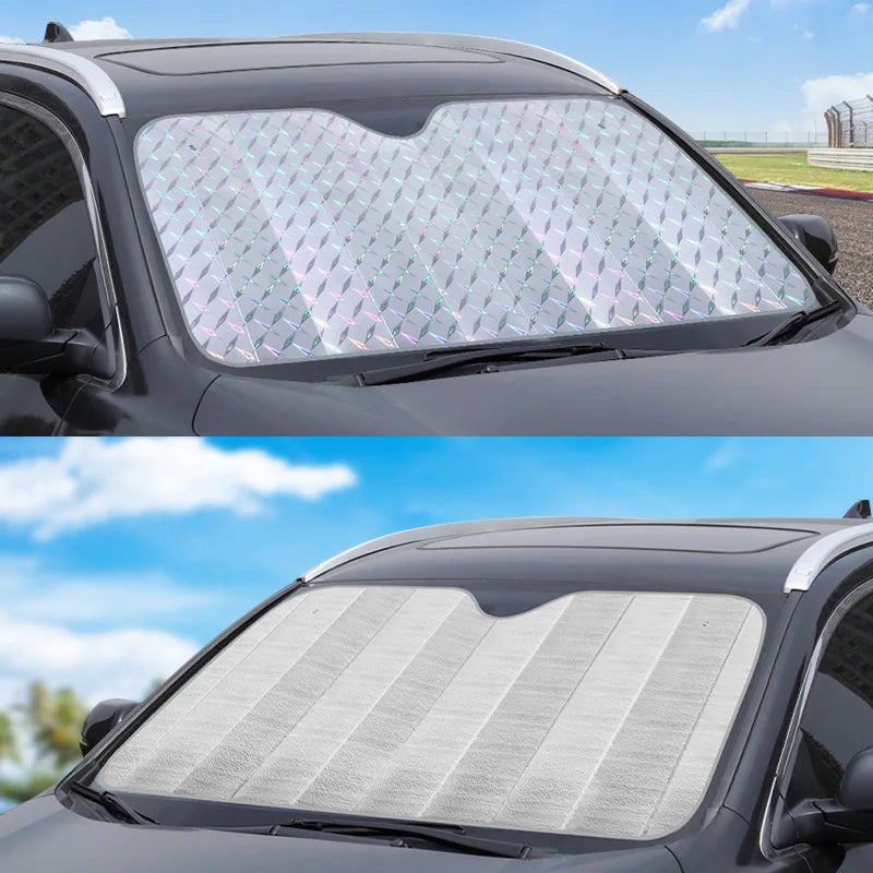 SOLVEX Auto-Sonnenblende | UV-Schutz & Hitzeschutz für Front- und Heckscheibe | Alufolie reflektierend | Universell passend