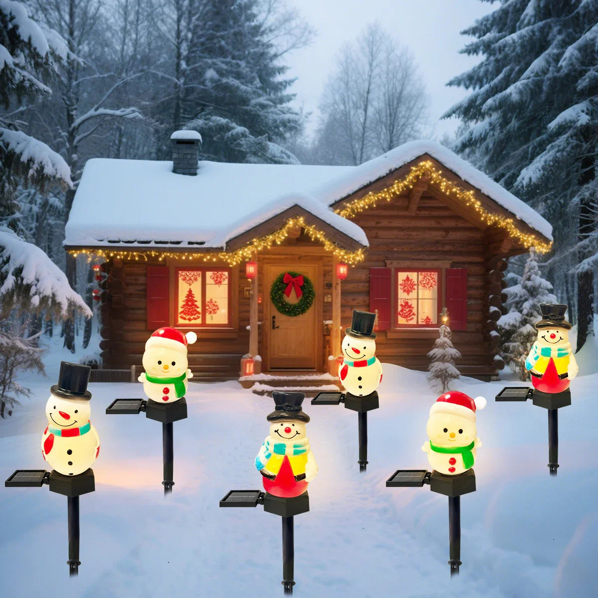FrostyGlow Solar Schneemann Lampe | LED Gartenleuchte | Wasserdicht & Energiesparend | Weihnachtsdeko für Außenbereich