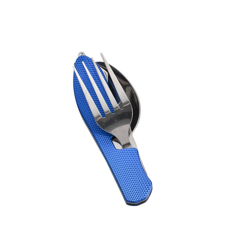 TrekMate 3-in-1 Campingbesteck | Klappbares Outdoor-Besteckset mit Messer, Gabel & Löffel | Edelstahl | Kompakt & robust | Für Camping, Wandern & Reisen