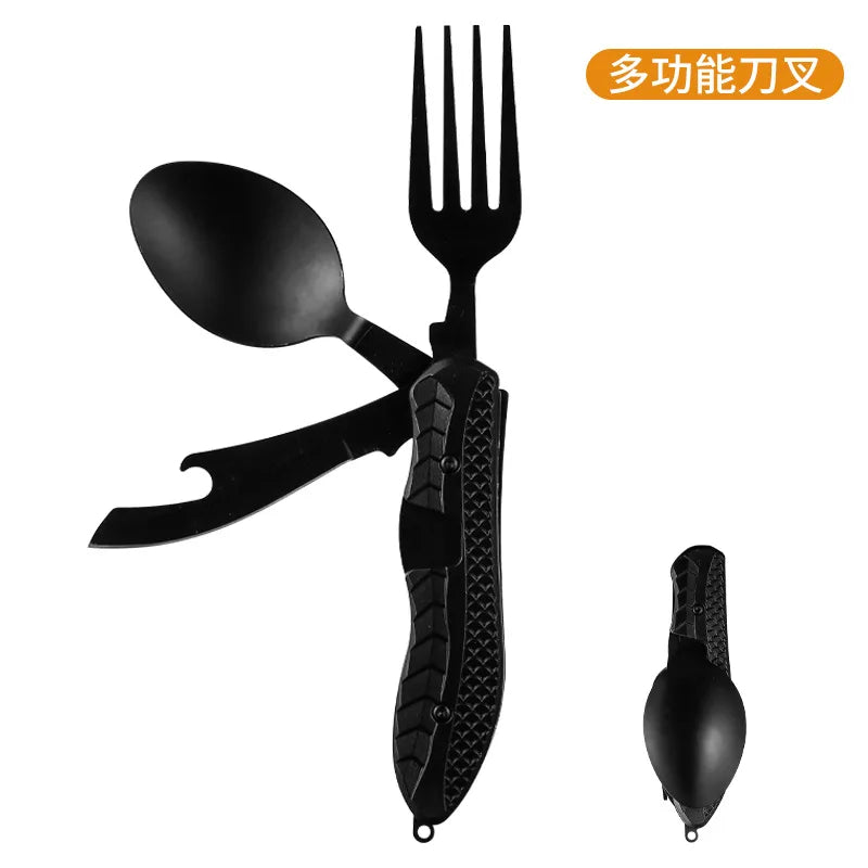 TrekMate 3-in-1 Campingbesteck | Klappbares Outdoor-Besteckset mit Messer, Gabel & Löffel | Edelstahl | Kompakt & robust | Für Camping, Wandern & Reisen