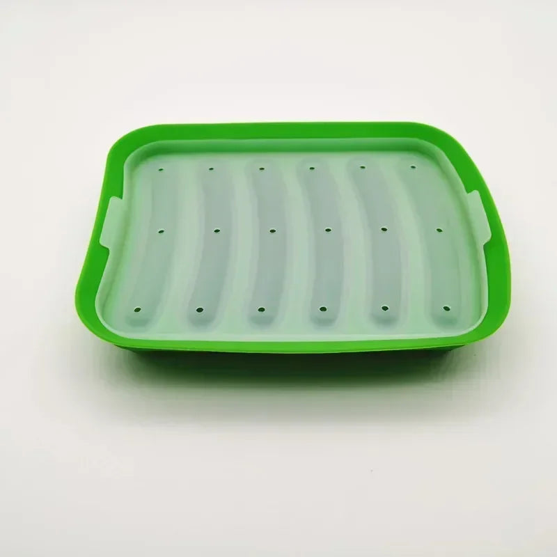 SausiForm | Silikon-Wurstform mit Deckel | Lebensmittelecht & Hitzebeständig | 17,5×13,5×3,5 cm