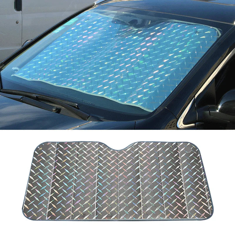 SOLVEX Auto-Sonnenblende | UV-Schutz & Hitzeschutz für Front- und Heckscheibe | Alufolie reflektierend | Universell passend