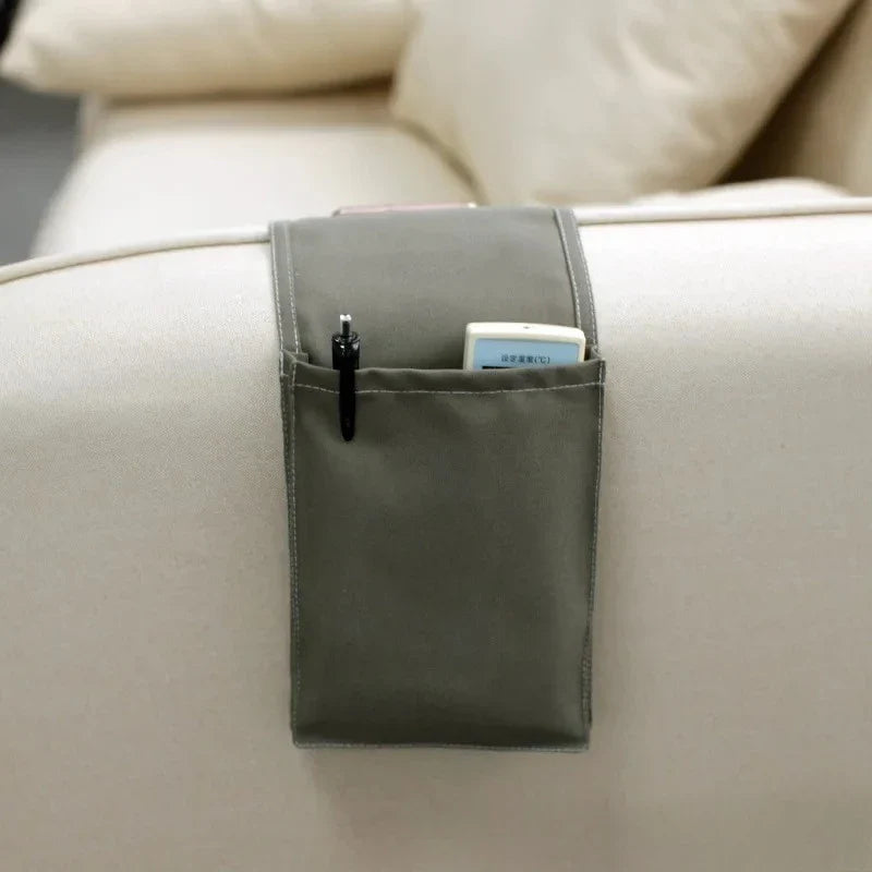 Restivo Bett-Organizer aus Baumwollleinen | Hängeaufbewahrung mit Taschen | Für Fernbedienung, Bücher & Zubehör – ca. 30×20×10 cm