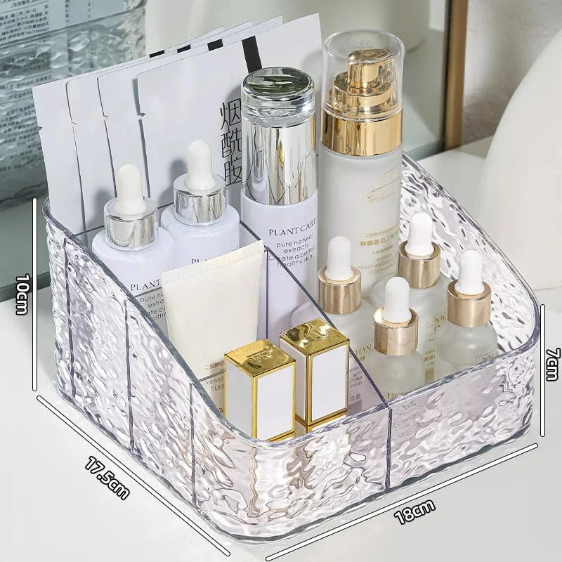 Make-up Organizer Box ClaryLux | Wasserwellen-Design | Großes Fassungsvermögen | Offene Trapezform