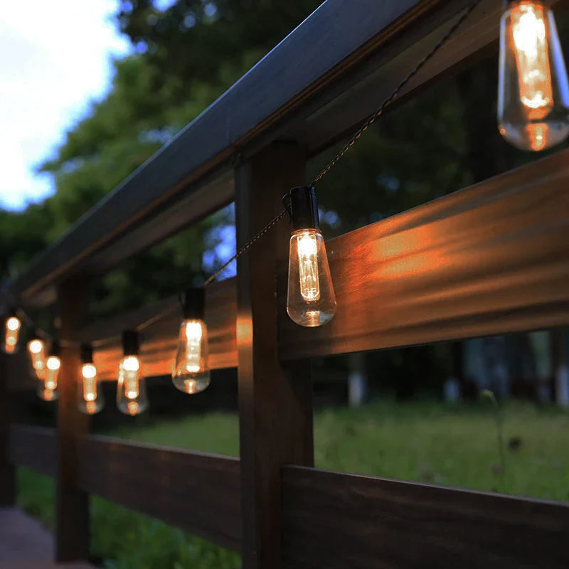 Lumivida Solar Lichterkette Außen | Retro Edison Design | Wetterfest IP65 | Warmweiß & Bunt