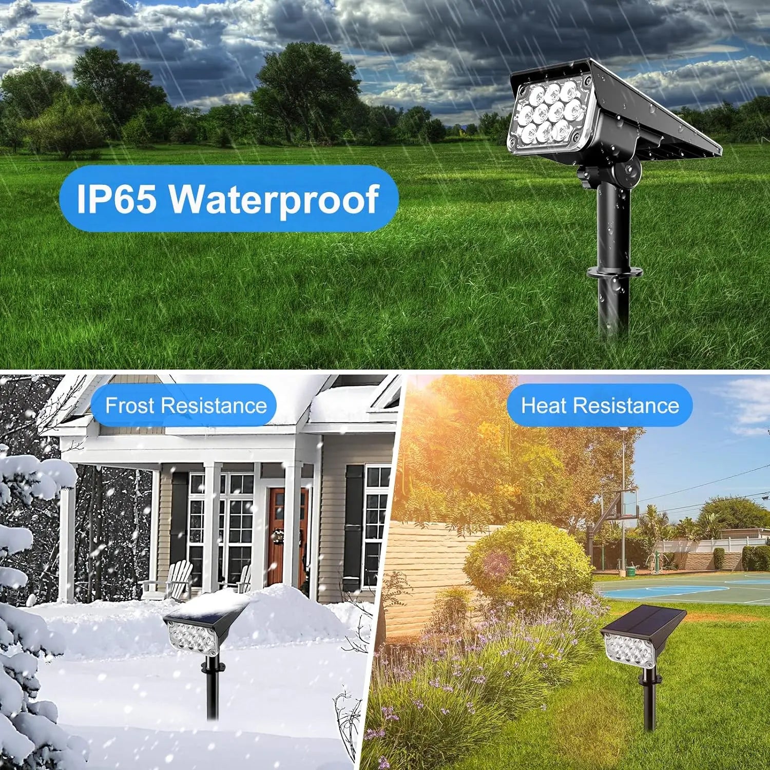 Solar Gartenstrahler LumiRay Set 4er | IP65 Wasserdicht | Automatischer Dämmerungssensor | LED Landschaftsbeleuchtung