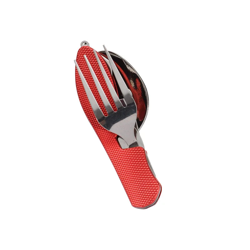 TrekMate 3-in-1 Campingbesteck | Klappbares Outdoor-Besteckset mit Messer, Gabel & Löffel | Edelstahl | Kompakt & robust | Für Camping, Wandern & Reisen
