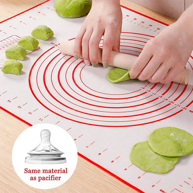 BakeFlex™ Silikon-Backmatte | Extra Dick & Antihaft | Mit Maßskala | Perfekt zum Ausrollen von Teig, Fondant & Gebäck