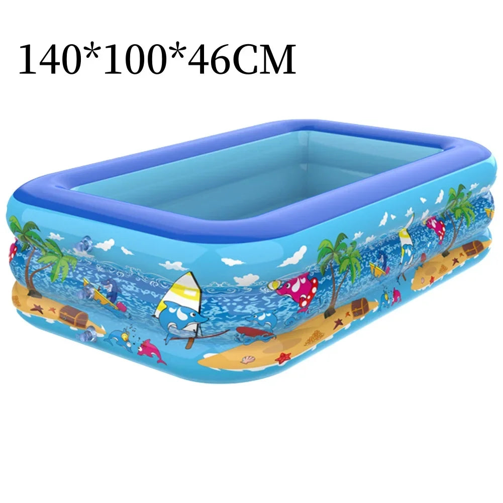 Luftolino Aufblasbares Kinderplanschbecken | 110–180 cm | Extra Dickes PVC | Cartoon-Design für Garten & Balkon