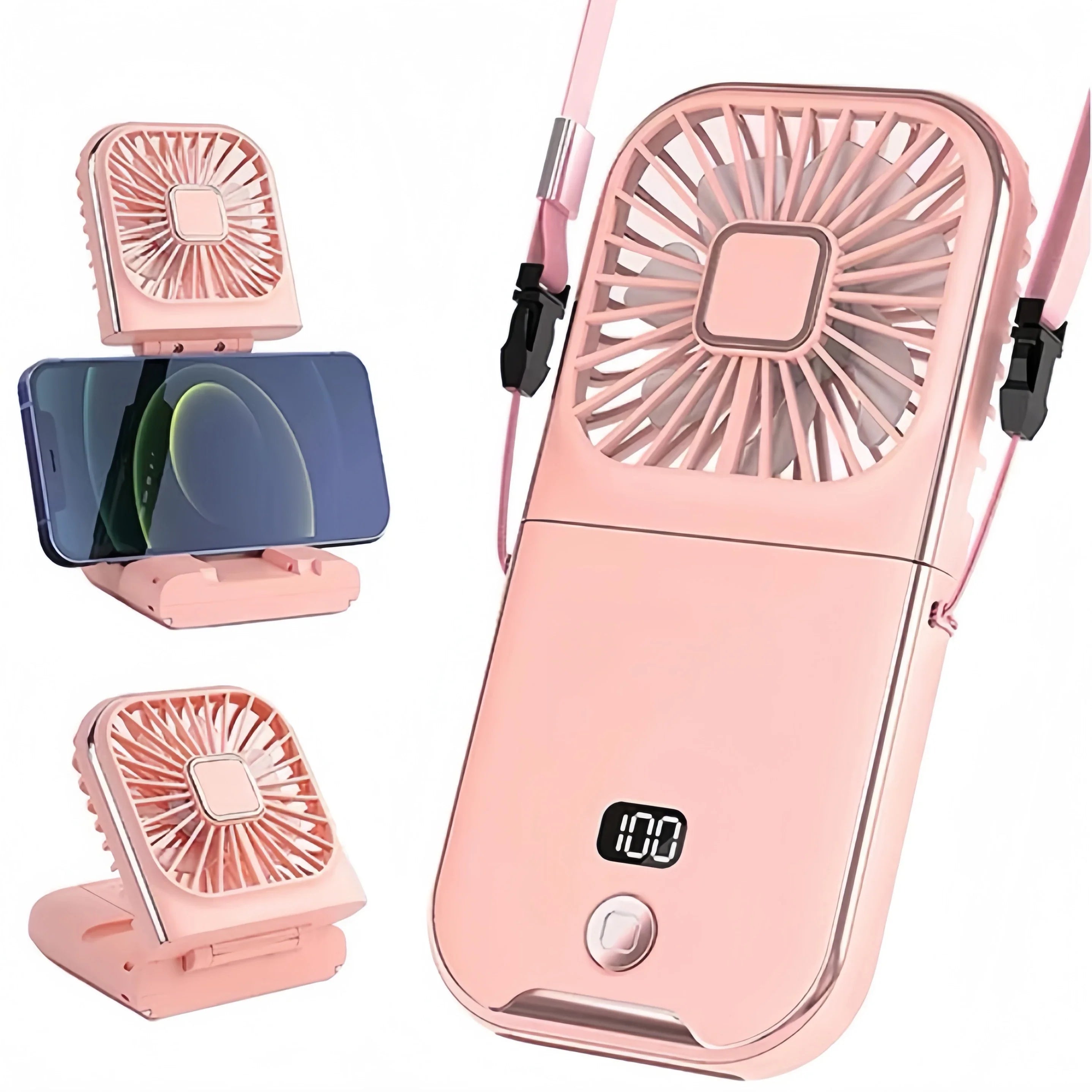 Luftigo Tragbarer USB-Ventilator | Digitalanzeige | Rückwärtslauf & Mehrfach-Windmodi | Kompakt & Wiederaufladbar