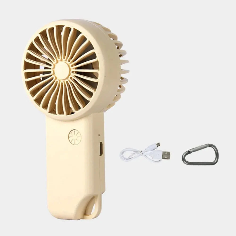 Brisola Mini Handventilator mit USB-Aufladung | 3 Geschwindigkeitsstufen & LED-Anzeige | Tragbarer Akku-Lüfter für Büro, Reise & Sport
