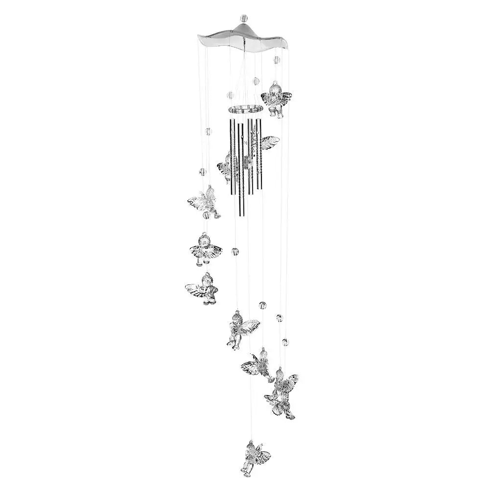 Klangverve Windspiel "Luftkuss" | Romantische Klangspiele mit Schmetterling & Glocke | 55 cm Metall Deko für Garten, Balkon & Fenster