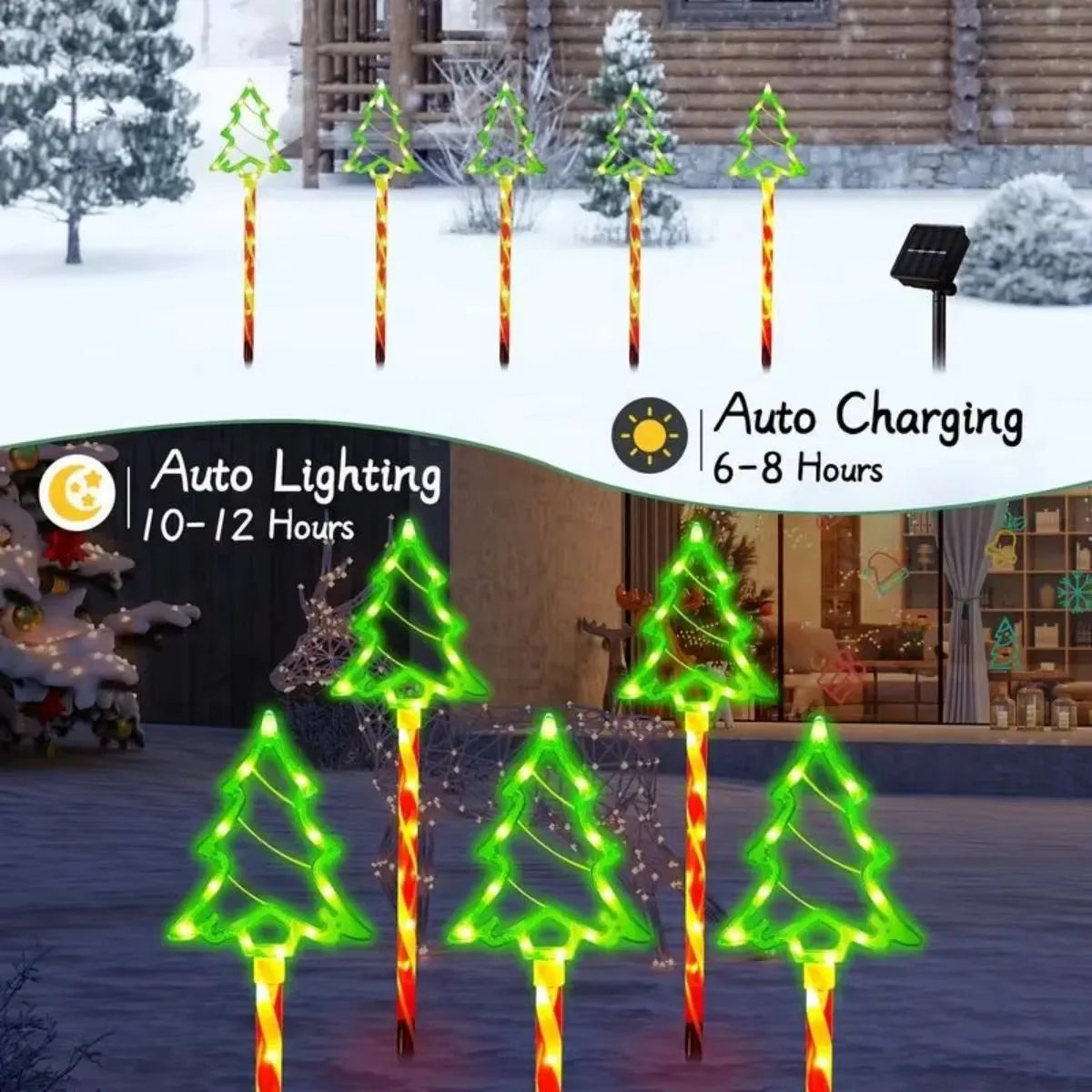Solavine | Solar Gartenleuchten Weihnachten | 5er-Set LED Zuckerstangen | 8 Leuchtmodi | IP65 Wasserdicht | Deko für Garten & Weg