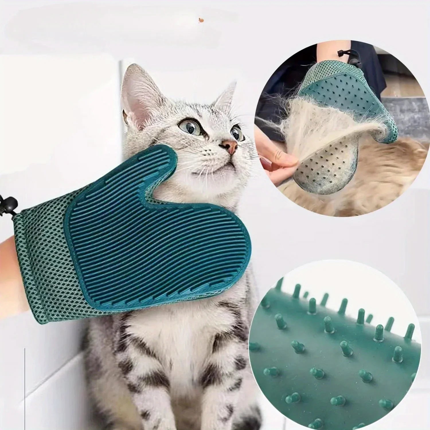 Pawrella 2-in-1 Haustier-Handschuh | Fellpflege & Haarentfernung in einem | Für Katzen & Hunde | Silikon-Noppen | Waschbar