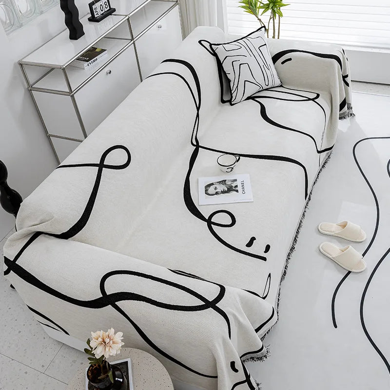 Velvyn | Chenille Sofaüberwurf | Vollständige Sofahusse & Decke in Schwarz | Staubdicht, Weich & Vielseitig | Waschbar & Pflegeleicht
