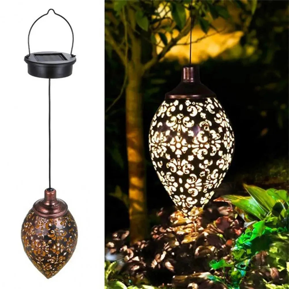 Lumivis SolArt Solar Gartenlaterne Tropfenform | Wasserfest & Projektionseffekt | Metall | Für Balkon, Terrasse & Außenbereich