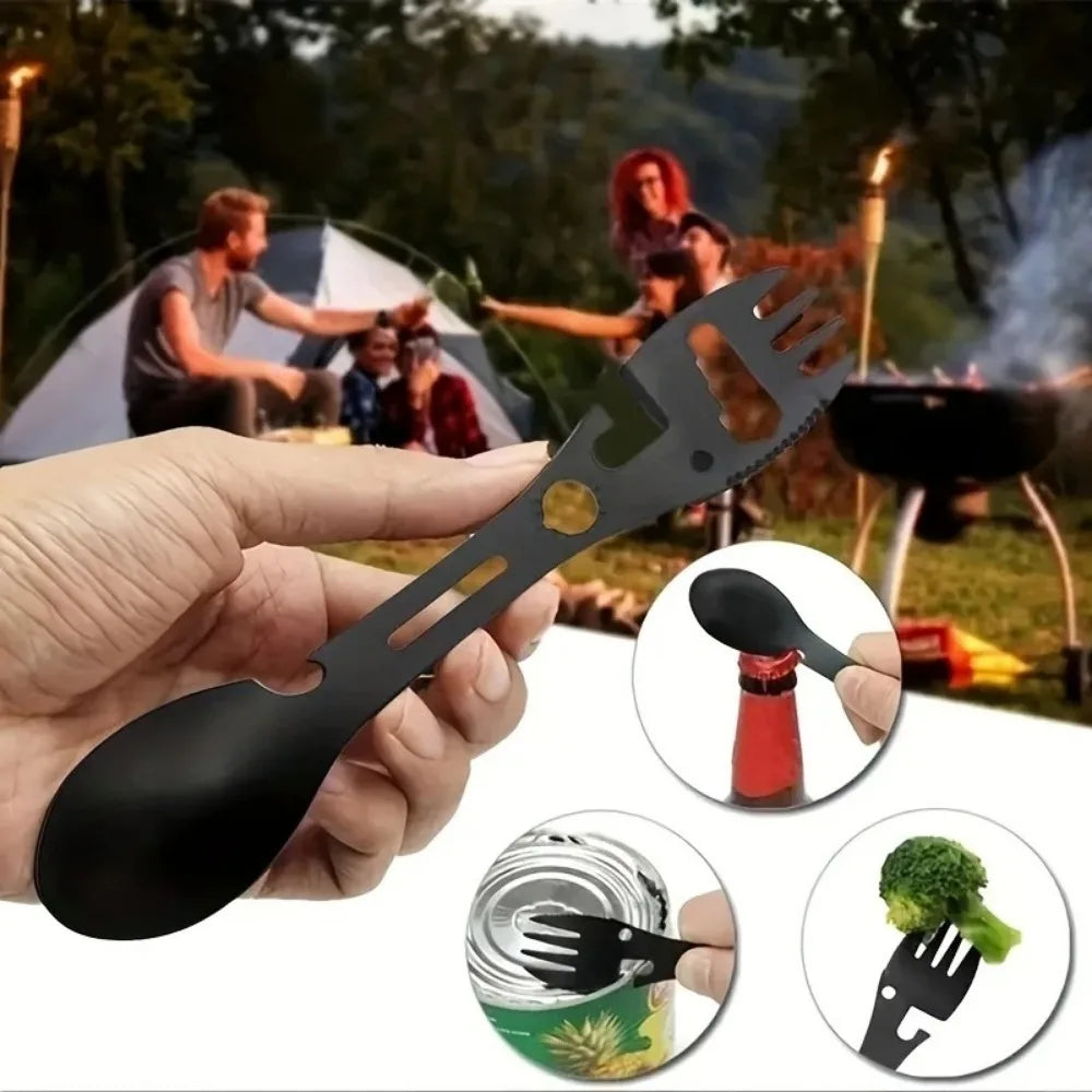 TrailSpork Pro | 6-in-1 Edelstahl Camping-Spork | Gabel, Löffel, Grabwerkzeug & Selbstschutz | Ultraleicht & kompakt | Für Outdoor & Survival