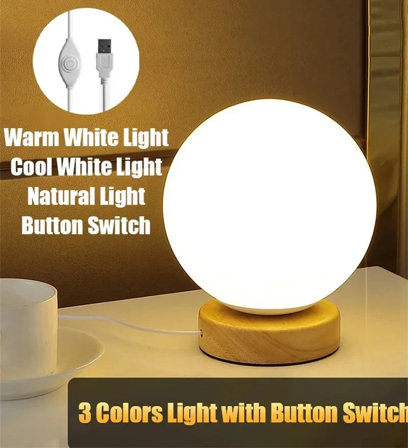 LumiCraft Touch-Tischlampe | USB-Wiederaufladbar | Warmweiß & RGB | Holz- & ABS-Design | 3W