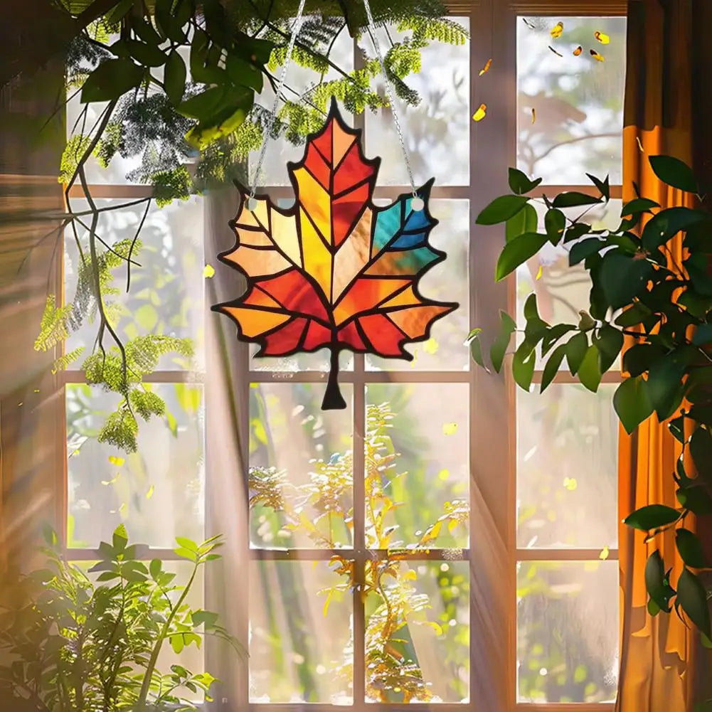 AutumnGlow | Ahornblatt Sonnenfänger | Acryl Fenster- & Wanddeko | Herbstliches Lichtspiel 10×8 cm