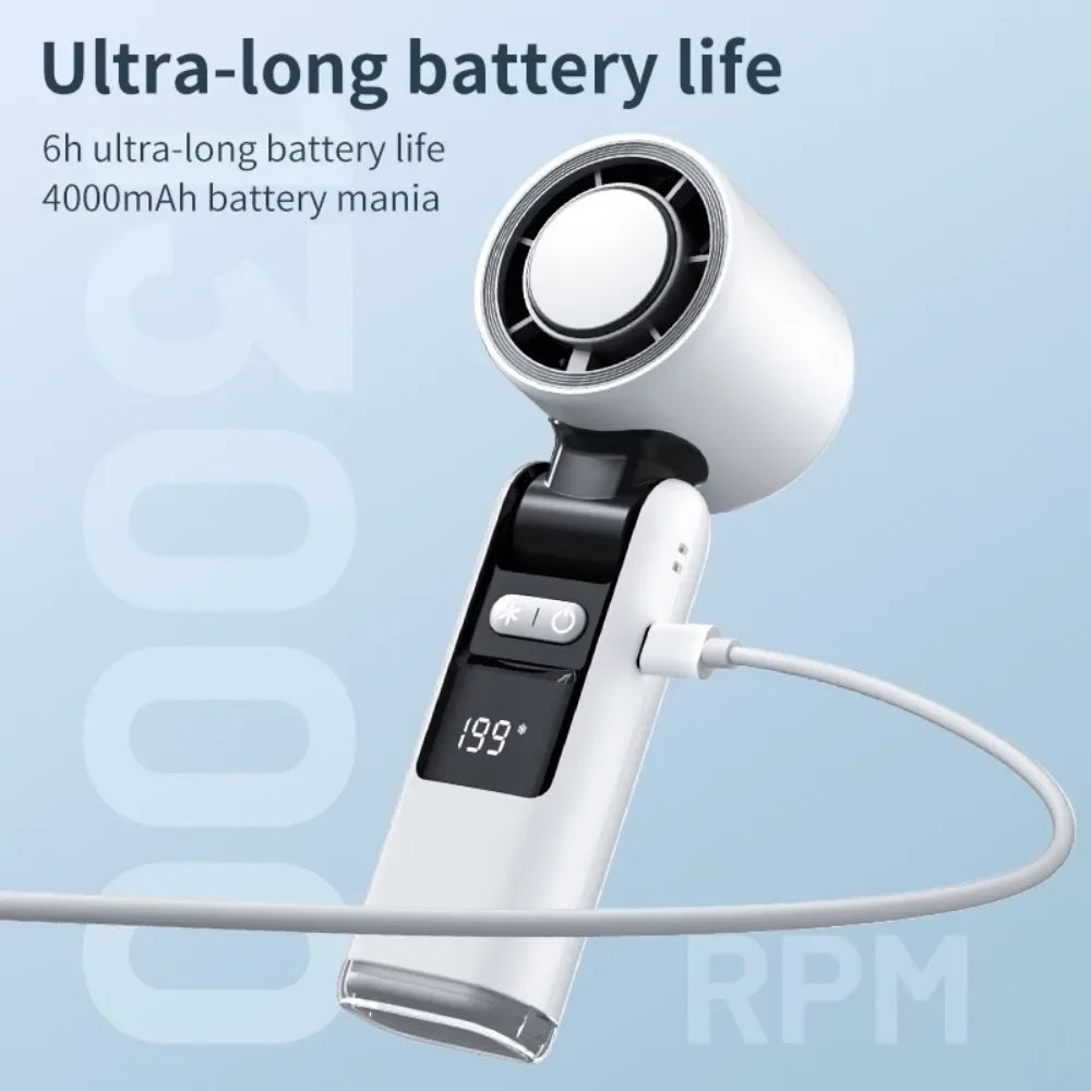 Mini-Kühlventilator FrostJet 199 | 199 Geschwindigkeiten | Eis-Kühlmodus | 4000mAh Akku | Tragbar & Wiederaufladbar